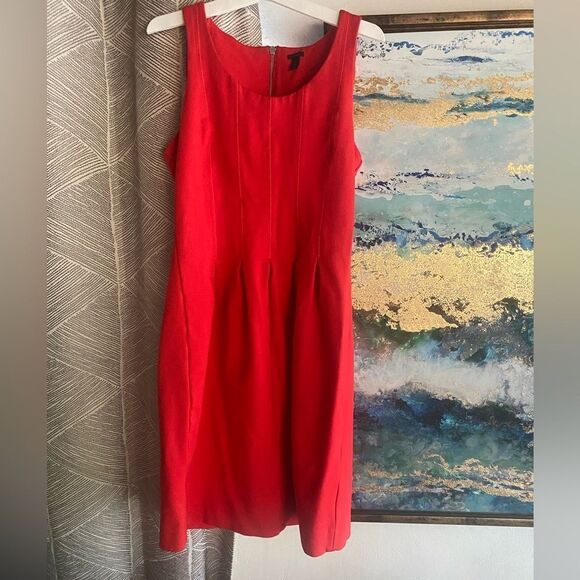 J crew red dress without sleeves and skirt with wide pleats size 6 - Picture 2 of 13